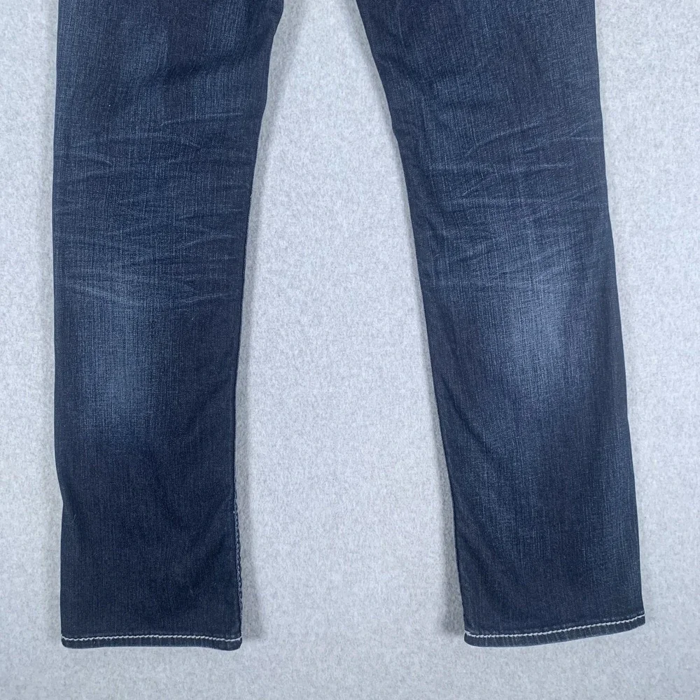 True Religion Straight Flap Jeans Mens 29 Dark Wash Big T Stitch
